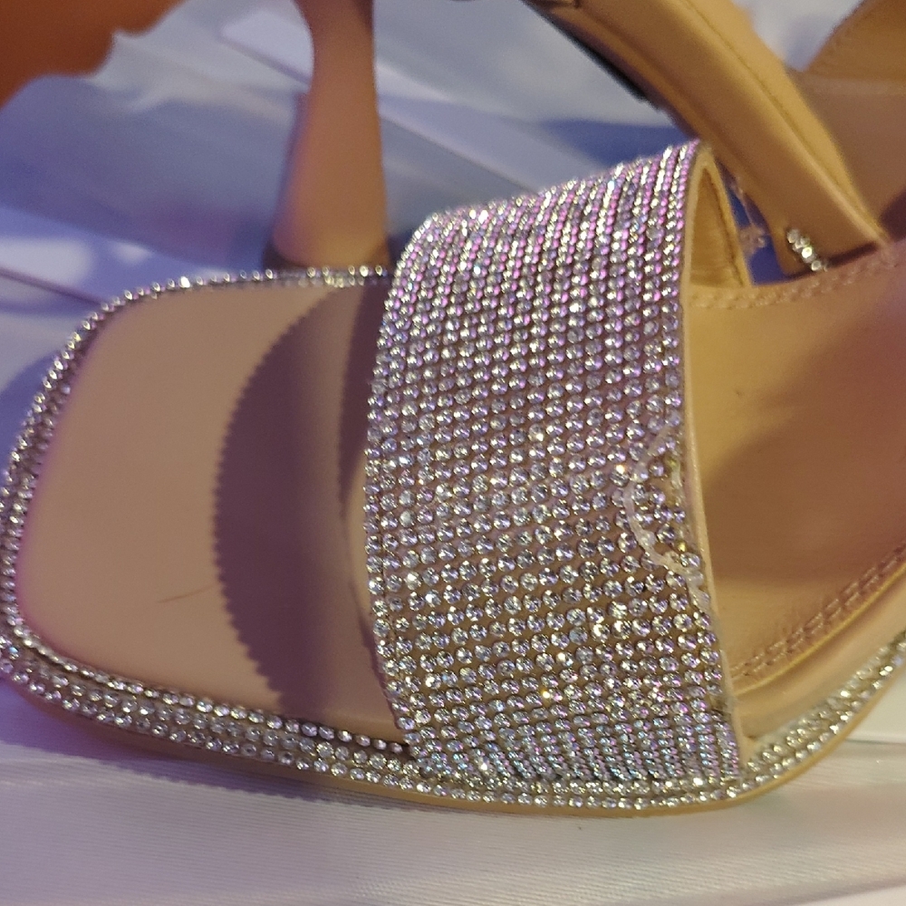 ❤️Chic Beige Rhinestone Women's Heels❤️ - Picture 3 of 6